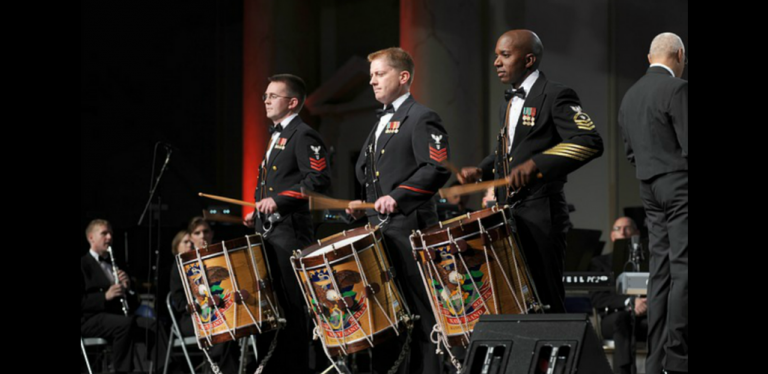 Military drummers playing Vintage Drum Gear
